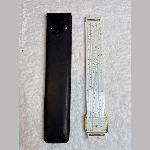 Aristo Multilog slide rule with its leather case