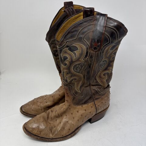 Black-label Tony Lama ostrich cowboy boots